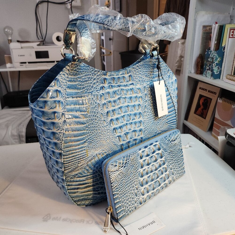 Brahmin Royal Blue Melbourne Handbag and matching wallet